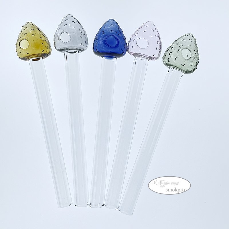 Tariff Free To USA - 13cm Strawberry Oil Bowl Head Glass Oil Burner Smoking Hand Tube Water Pipe