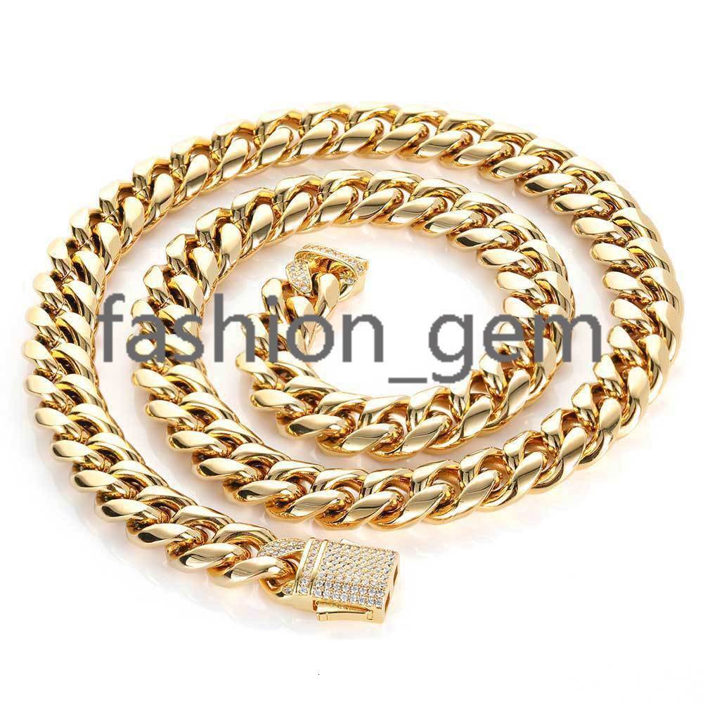 Fashion Hip Hop Jewelry 10/12mm Men Chunky 18k Gold Plated 925 silver 925 silver Necklace Cuban Chain