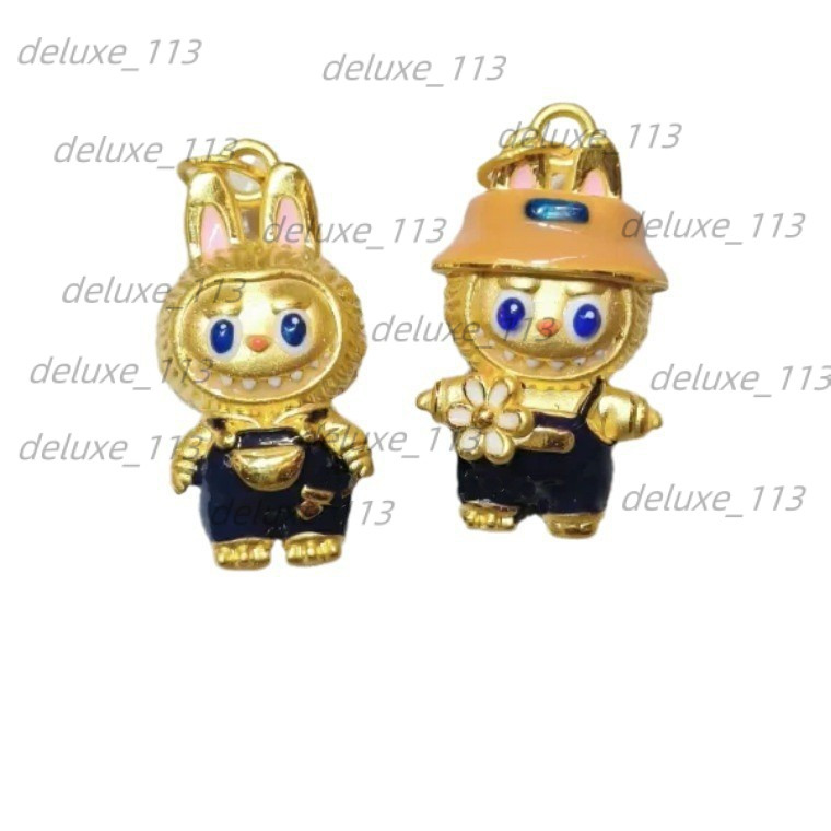 2D Cartoon Doll Labubu ~ Couple Necklace Light Small Pendant Niche Fashion Clavicle Chain