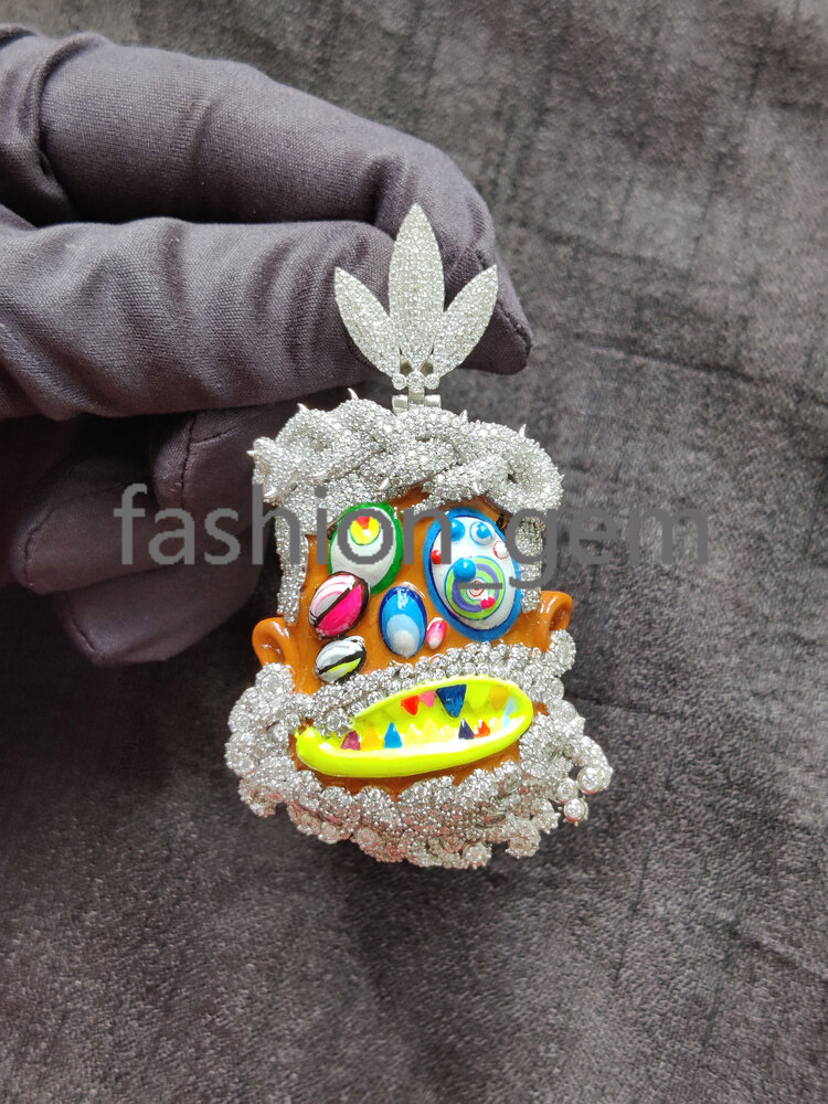 Custom 7.20 Ct Diamond Pendant 925 Silver Iced Out VVS Moissanite Pendant Faced Mossanite Jewelry Gift for Him