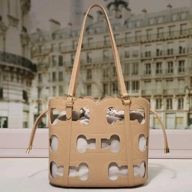 CH high-end reliable brand hollow design womens handbag large capacity simple solid color womens shoulder bag B250618