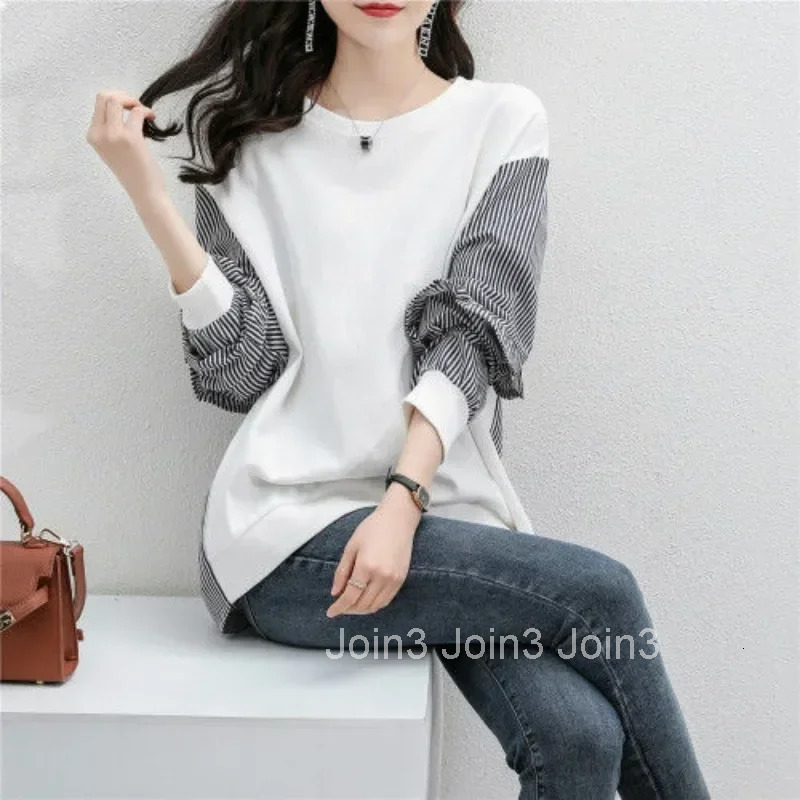 Pullovers Baggy Striped Plain Loose Female Top Y2k Style Sweat-shirt Novelty M Harajuku Fashion 2000s Casual Womens Sweatshirts