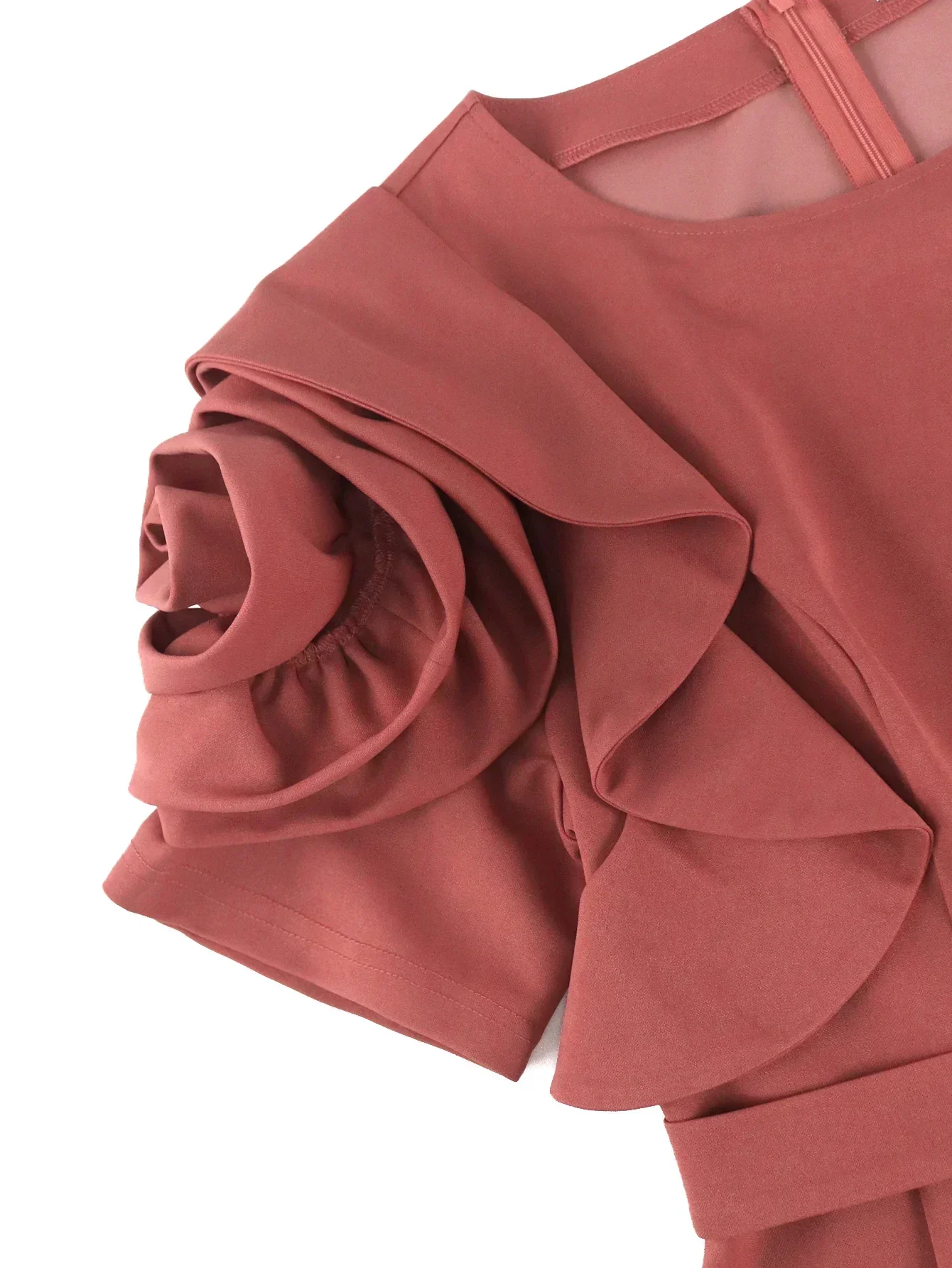 Designers Brown Green Elegant Party Dress Luxury Rose Short Sleeve A-line Folded Dresses Birthday Party Women's Outfits