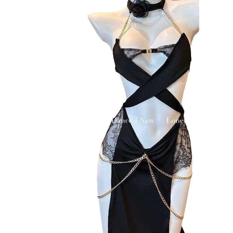 Sexy Lingerie Sexy Lingerie Chain Egyptian Charm Cat Girl Set Uniform Temptation Pure Desire See-Through No-Removal Halter Strap Women Lingerie