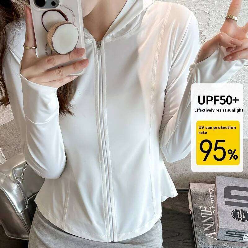 Long Sleeve Hooded Clothing Women, UV Protection Clothing, Original Thin Thread Section, Ice Silk for Outdoor Yoga, Summer