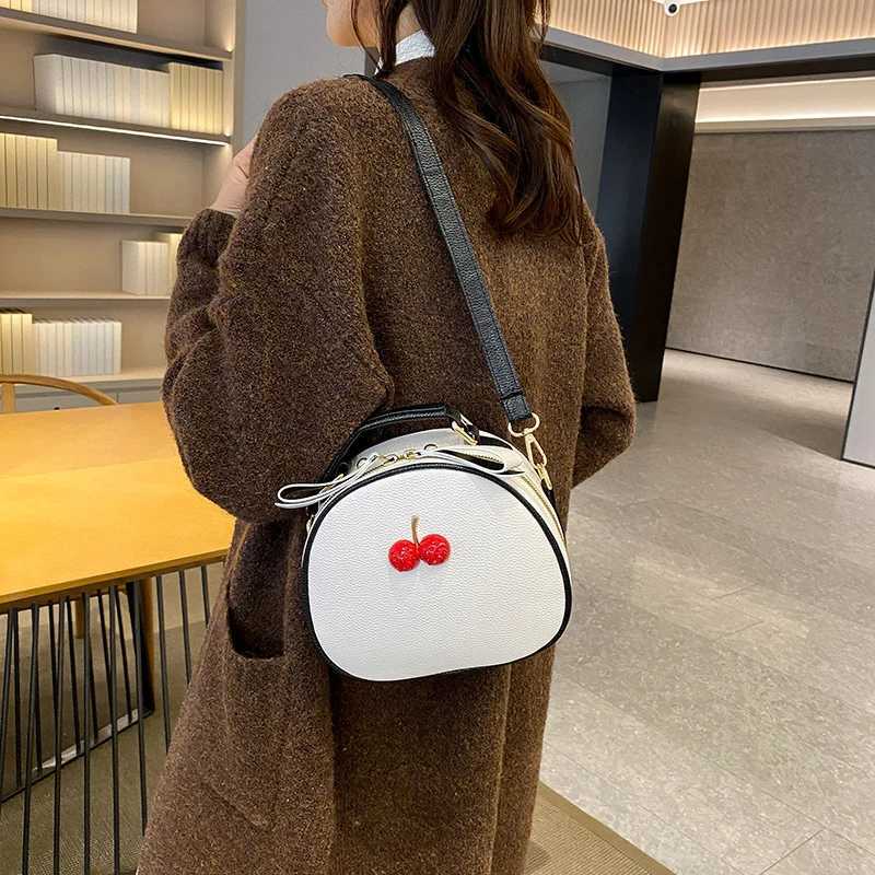 Litchi Pattern Contrast Cherry Small Purse and Handbags New Womens Sling-shoulder Crossbody Mobile Phone Bag Z250618