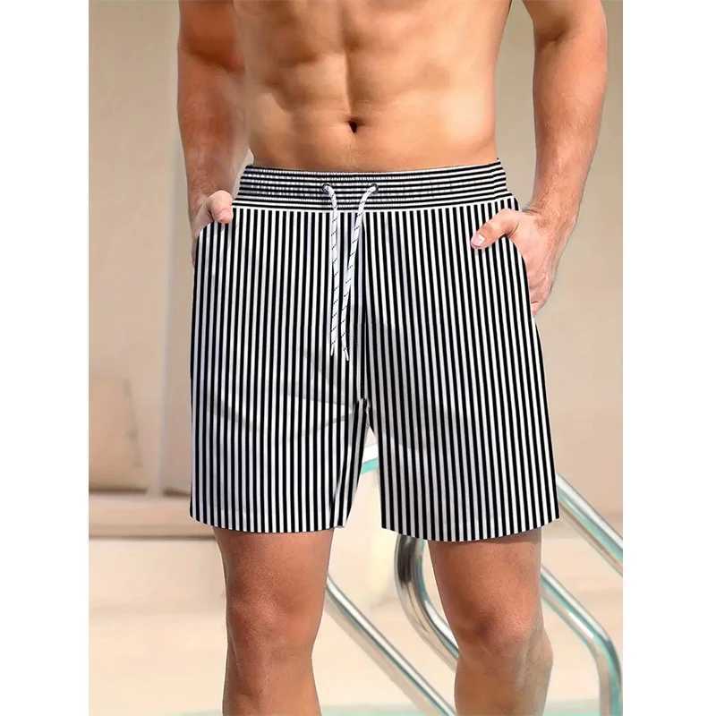 Stripe 3D Printed Board Shorts Casual Mens Graphic Short Pants Summer Hawaiian Breathable Swim Trunks Kids Loose Ice Shorts 2025 XJ250618