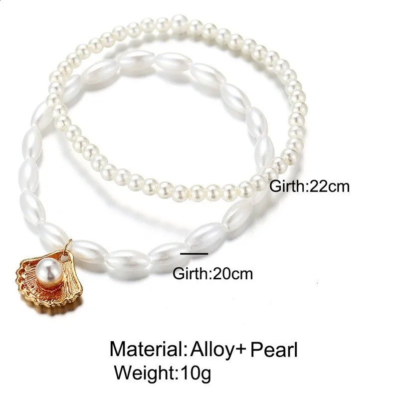 ZAKOL Simple Artificial Pearl Scallop Shell Pendant Anklet Creative Retro Footwear Beach Ankle Bracelet Accessories 250606