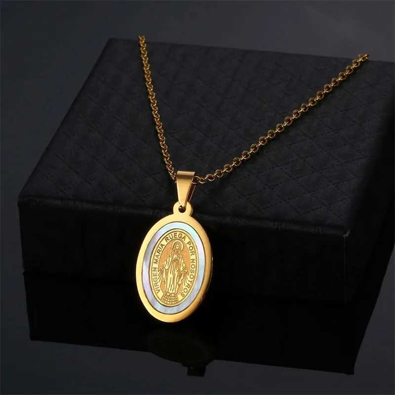 Virgin Necklace Stainless Steel Virgin Mary Choker For Women Men Gold Color Metal Virgin Medals Guadalupe Collier Femme W250618