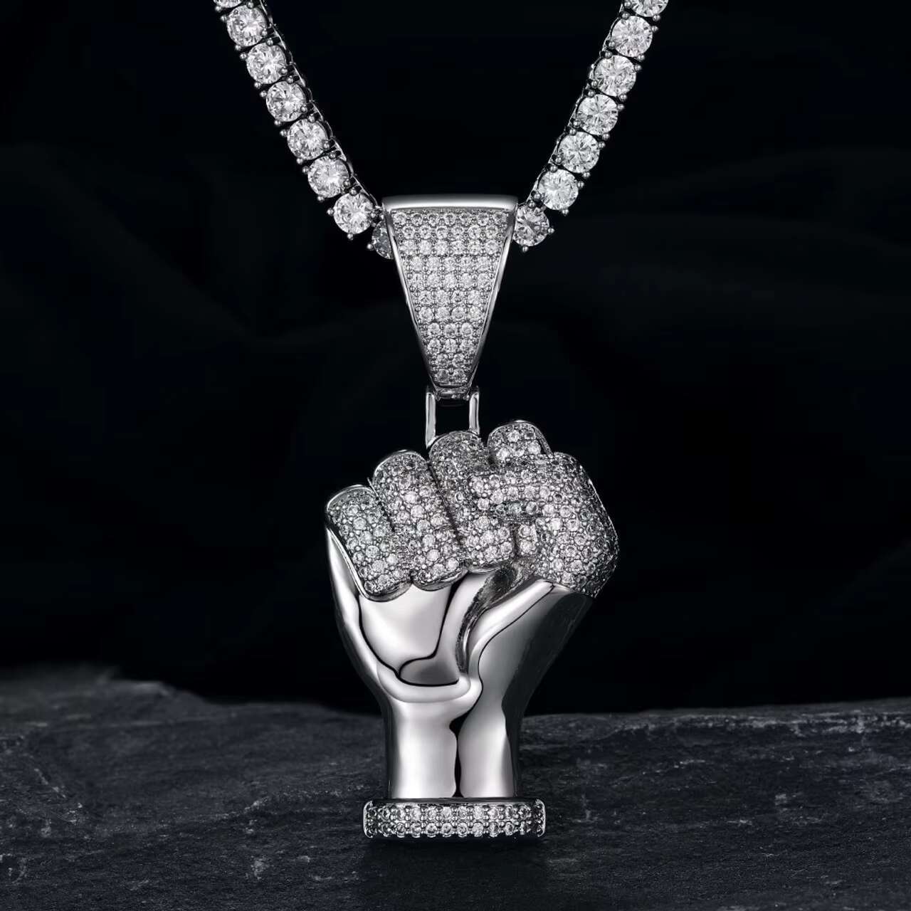 Elegant Hip Hop-Inspired Male Accessories: Solid 925 Silver Filled With Sparkling Moissanites
