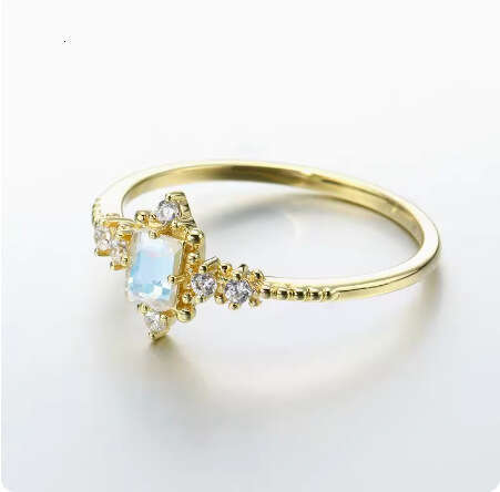 New Style Super Beautiful Luxurious Light Luxury Cut Sri Lankan Moonstone 14K Gold Plated Ring for Women Gift