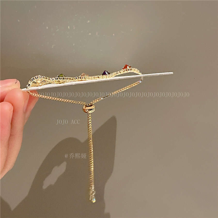 Light Style Colorful Zircon Bracelet 2023 Exquisite Circle Niche Versatile Pull Rope Hand Jewelry