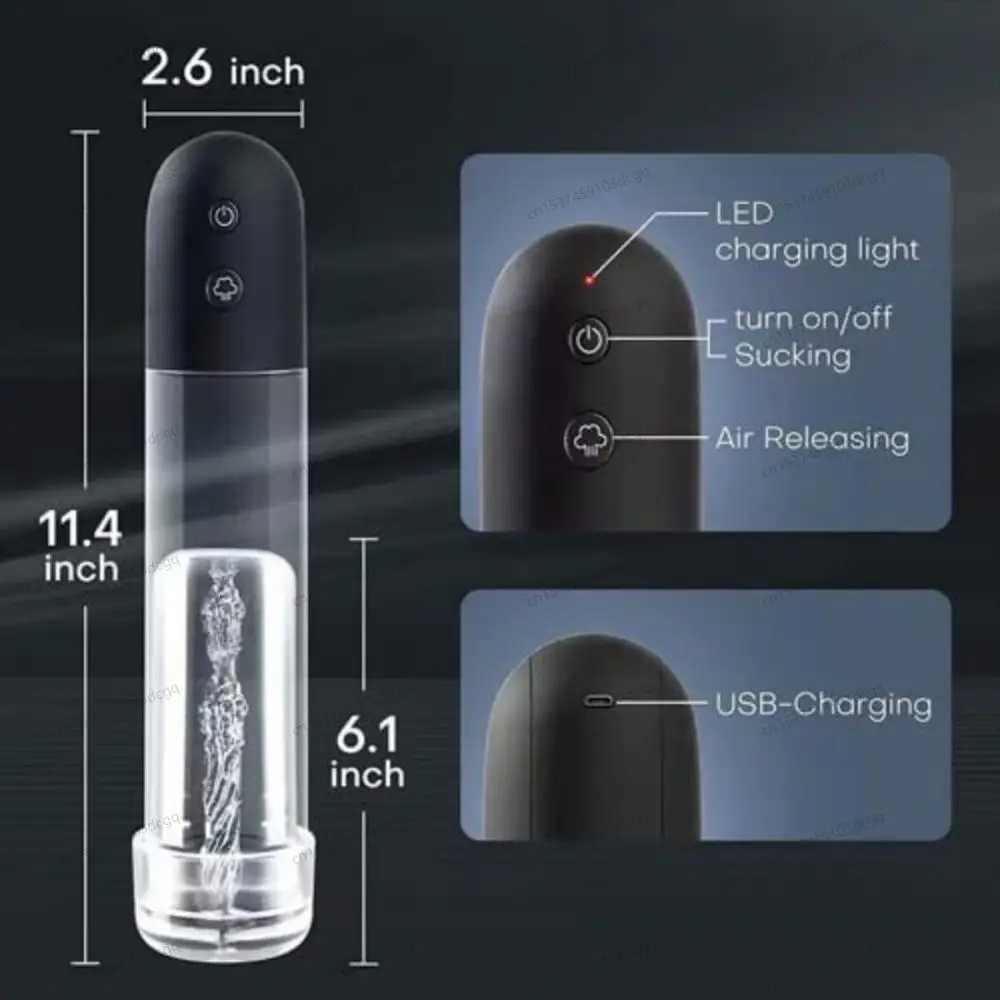 Electric Penis Enlargement Vacuum Pump Rechargeable Automatic High-Vacuum Penis Enlargement Extend Pump Sex Pump for Men Penis W250618