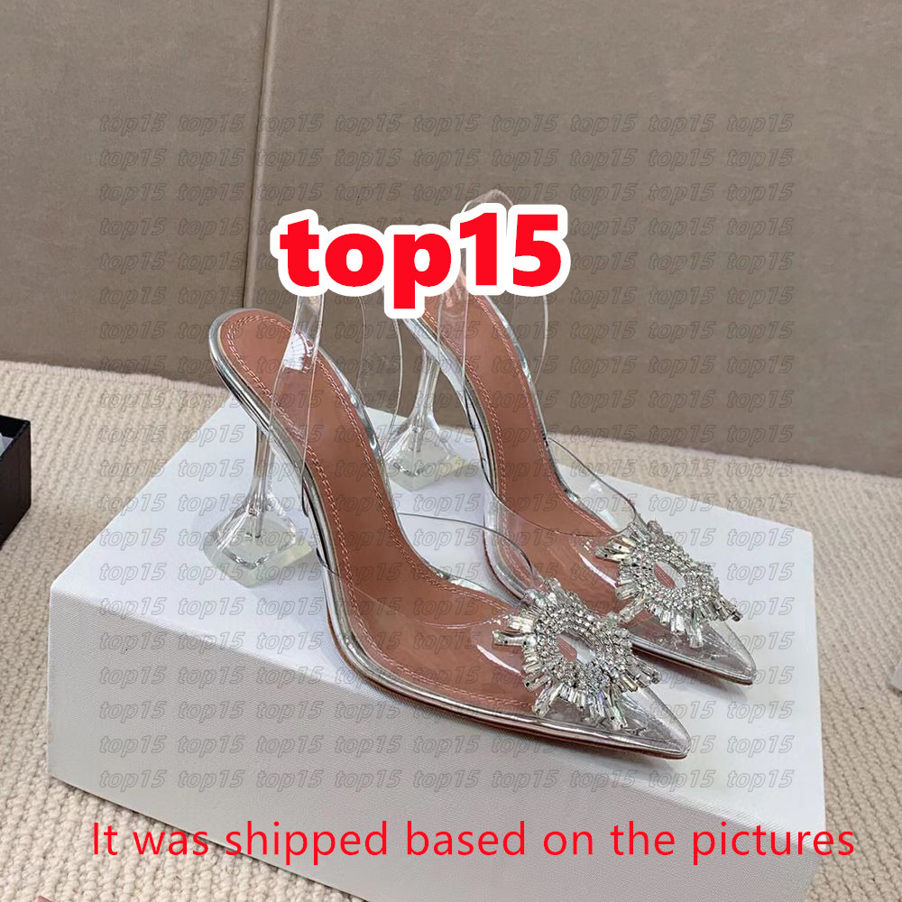 Amina Muaddis Sandals Crystal-Embellished buckle stain Pumps shoes spool Heels sandals women's Luxury Designers Dress shoe Evening Slingback sandals