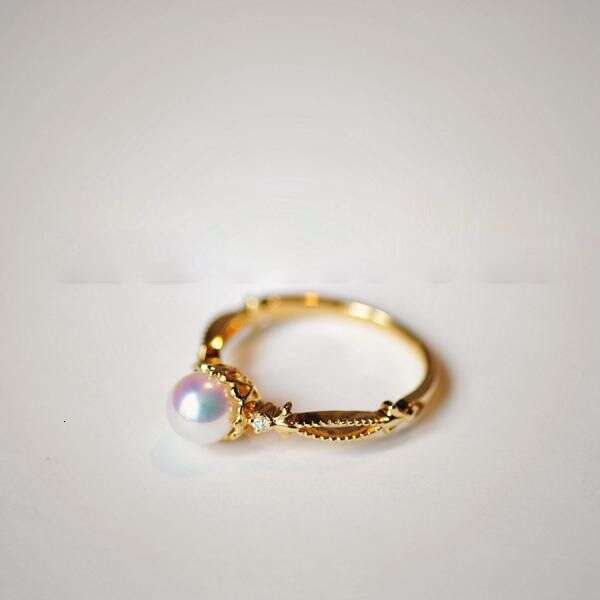 Same Style Anti-Pearl for Women, High-End Ins Style, Inlaid with Zircon, Exquisite Gold-Plated Ring