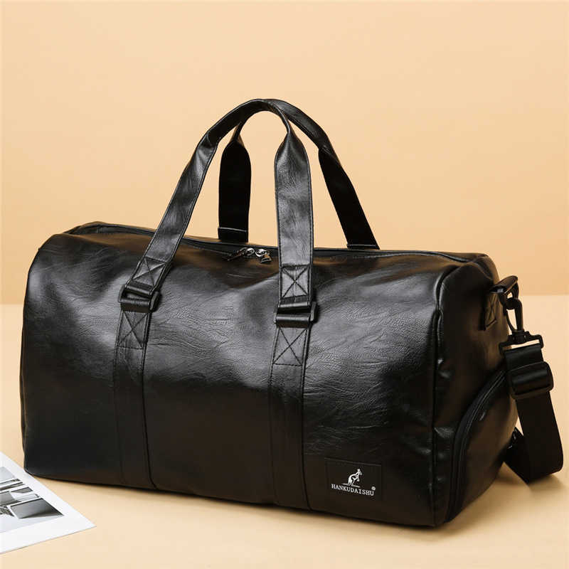 Gym Bag For Men Dry And Wet Separation PU Sports Bag Training Bag Shoe Compartment Single Shoulder Crossbody Bag Large Capacity Travel Bag
