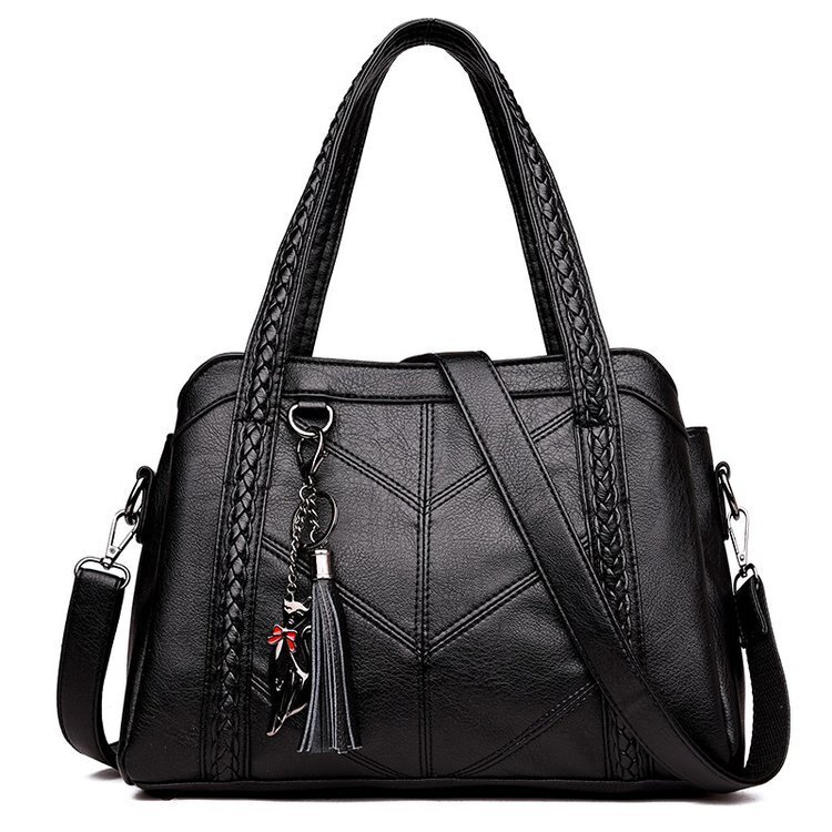 Free Shipping 2025 New Designer Bag Large Capacity Solid Color Leather Tassel Women's Handbag Fashion High Quality Shopping Bag