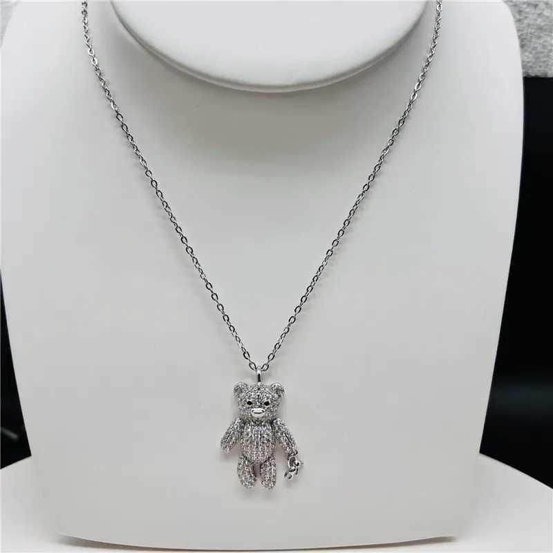 HECHENG New Bear Necklace for Women Fashion Jewelry Bear Pendant Necklace Design Pave Setting Zircon Copper Jewelry Wholesale W250618
