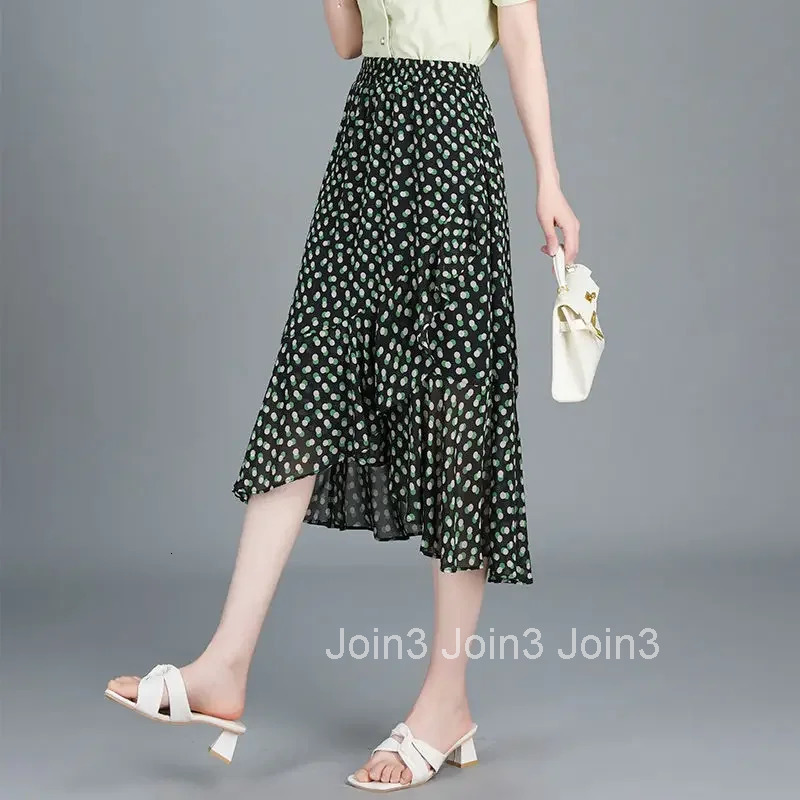 Woman Skirt Chiffon Midi High Waist Tight Ruffle Wrap Skirts for Women Aesthetic V Clothing Sales Premium Vintage Luxury Elegant