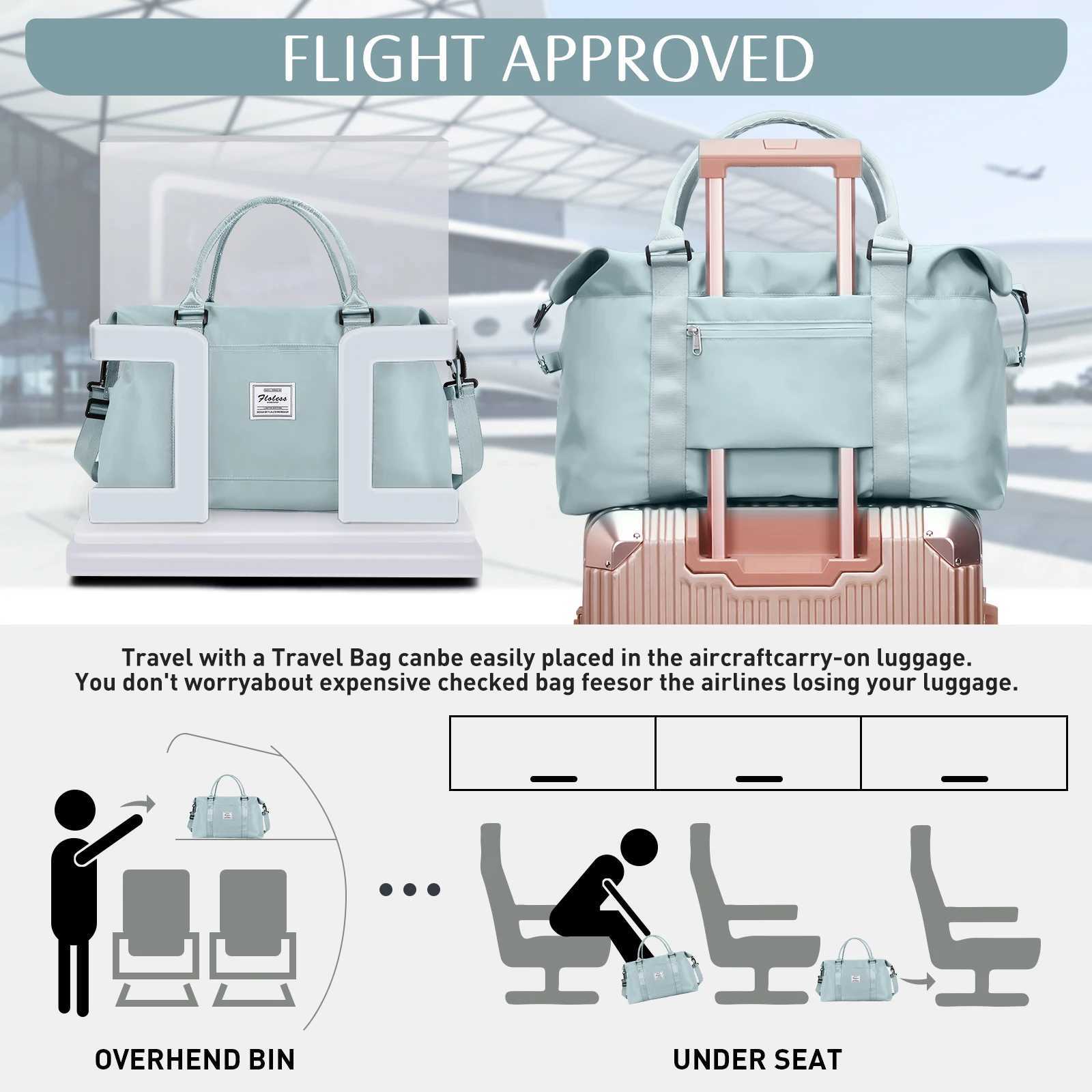 Fashion Travel Duffel Bag Lightweight Foldable ToteBag Carry On Luggage Bag Weekender Overnight Bag Travel Bag for Women and Men W250618