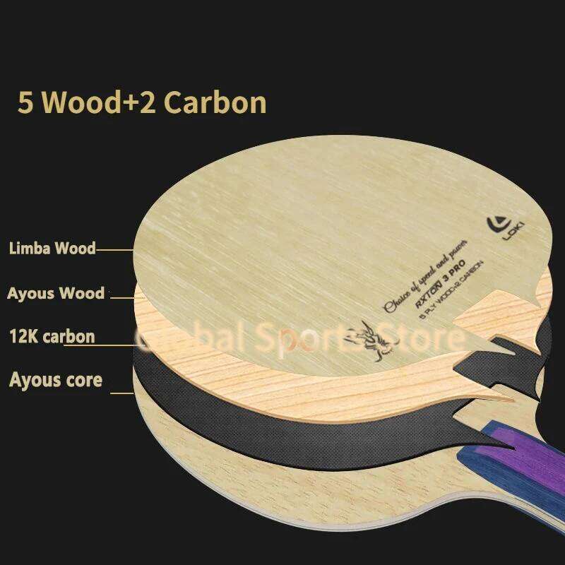 LOKI Rxton 3 PRO Table Tennis Blade Plate 7layer 5wood 2carbon Pingpong Racket Professional Twith High Speed Good Control