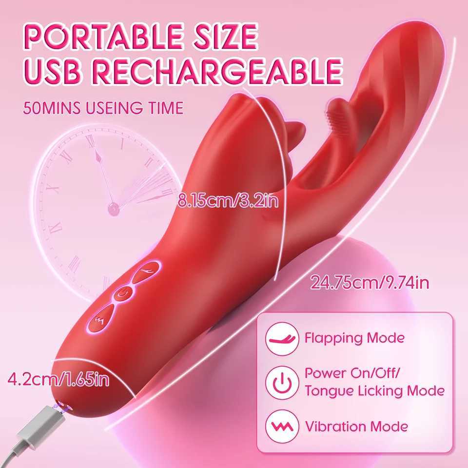 2 in 1 Tongue Thrusting Dildo Vibrator for Women 360 Rotating Clitoris Licking Flapping Adult Sex Toys Couple Female Masturbator W250618