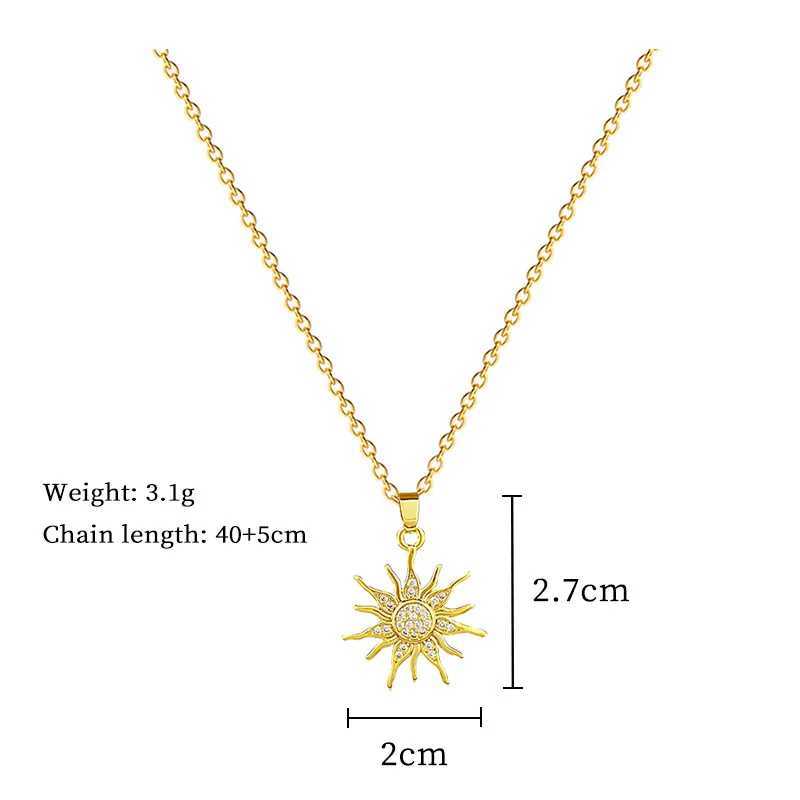 DIEYURO 316L Stainless Steel Golden Rhinestone Sun Pendant Necklace For Women New Trend Gorgeous Neck Chain Jewelry Holiday Gift W250618
