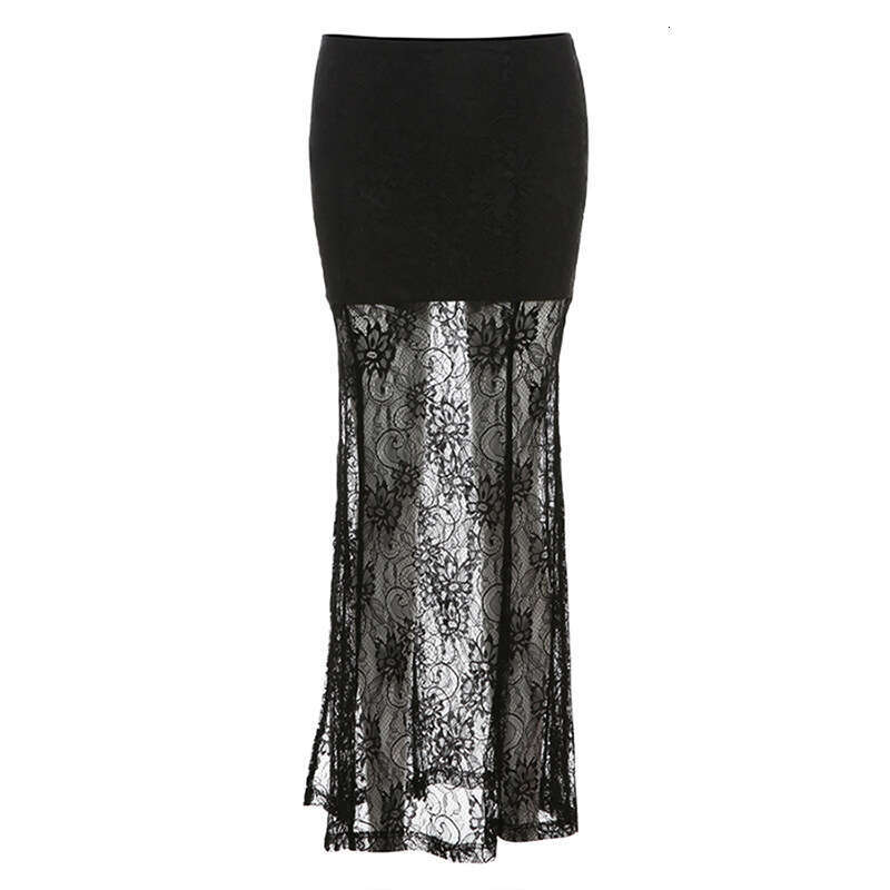 Summer New Women's Solid Color Slim Fit Bodycon Street Fashion High Waist Sheer Mesh Skirt B5