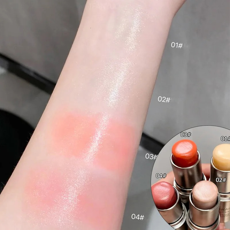 Face Highlight Stick Natural Brighten Moist Highlight Pudding Clear Shimmer Stick Water Shine Gel Highlight Pen Blush for Women 250618