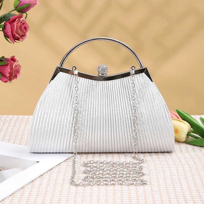 Pleated Glitter Evening Clutch Bag Purse for Women Wedding Party Dinner Diamond Accents Top Handle Bag Wedding Bride Gift Z250618