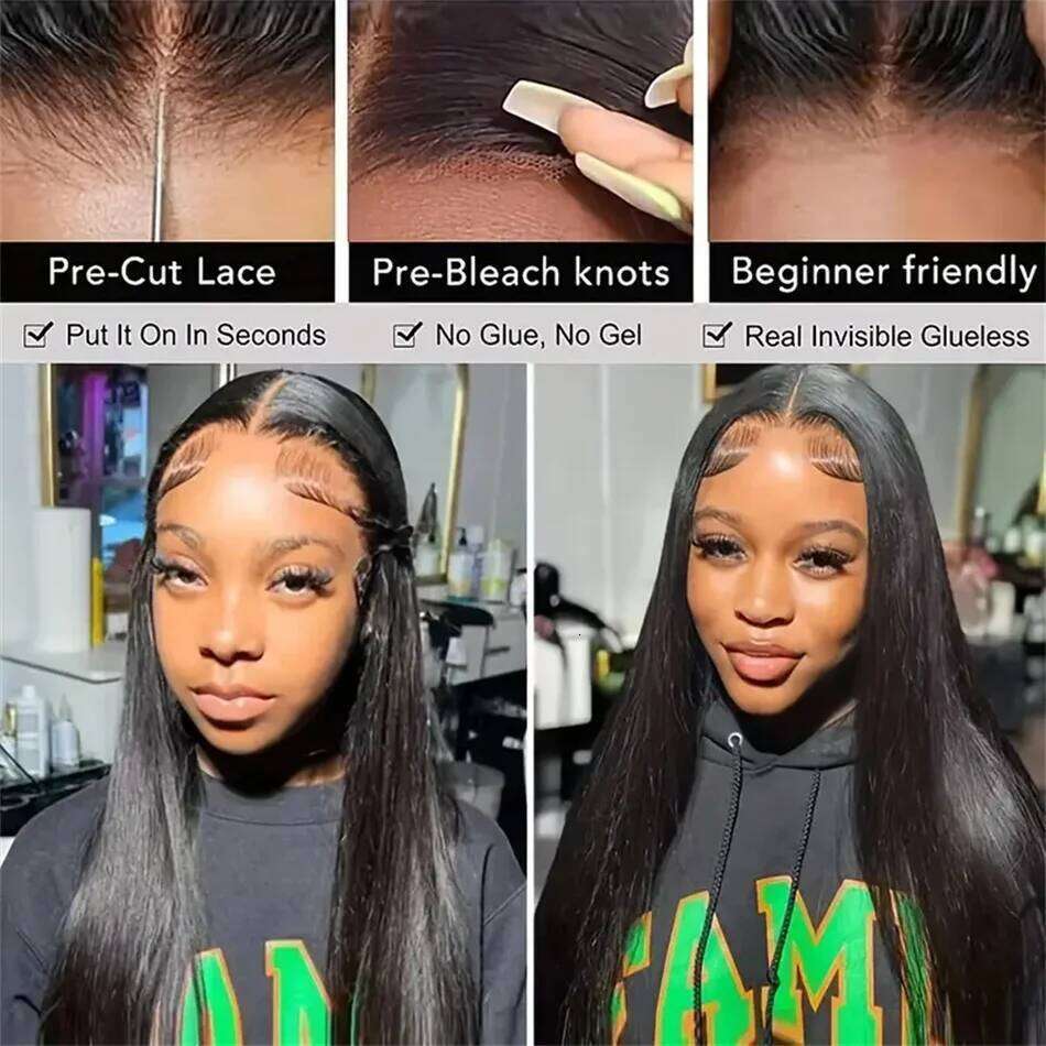 30 38 inch Lace Front 4x4 HD Closure Pre Plucked 5x5 Straight Glueless Human Hair Wigs For Women