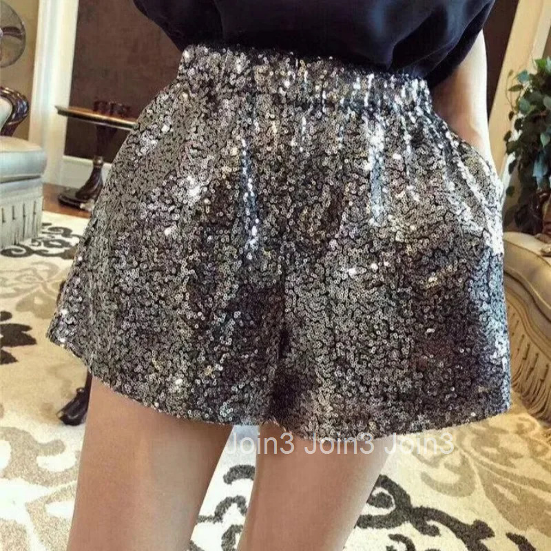Woman Short Pants Wide with Rhinestones Sequin High Waist Shorts for Women Harajuku Fashion Outfits Normal Flowy Youthful Hot XL