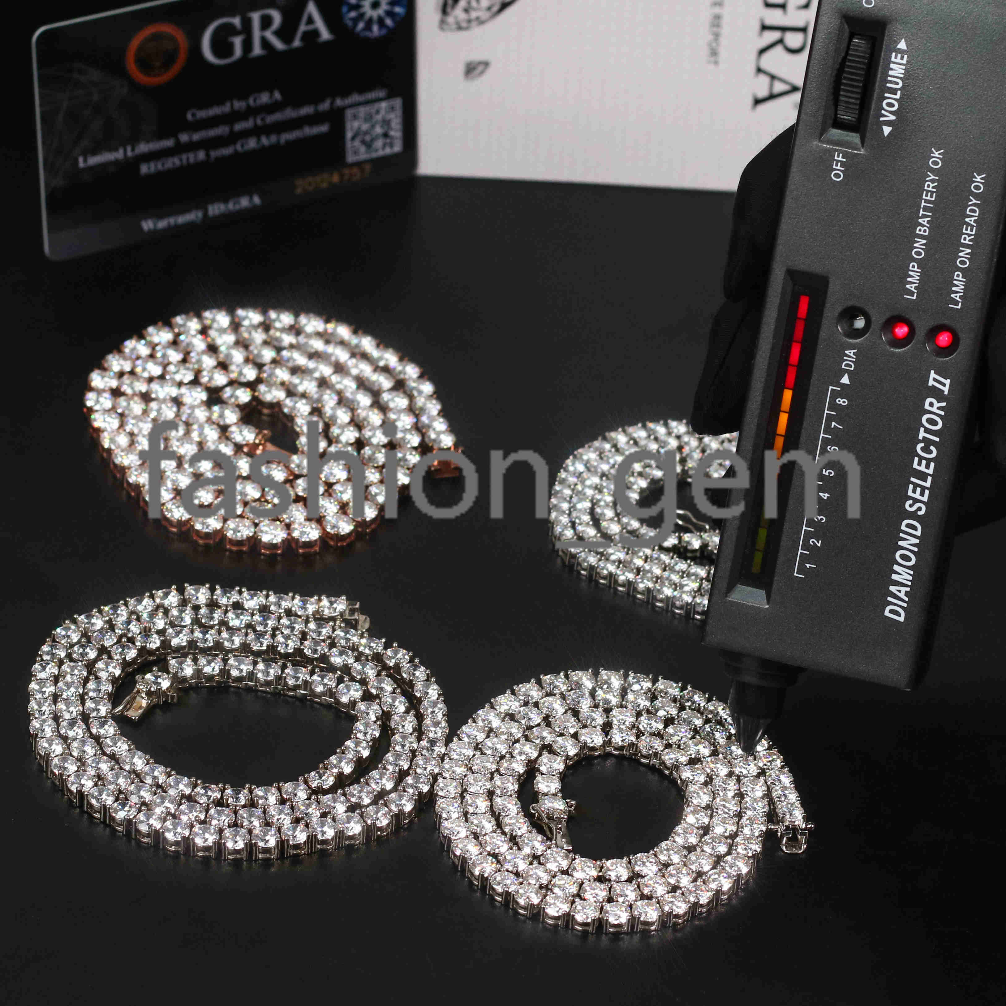 Fine Jewelry White Gold Tennis Chain Necklace Bracelet Hip Hop 925 Silver VVS Iced Out Moissanite Tennis Chain