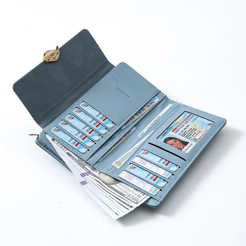 Free Shipping Designer Amazon Cross-border Large Capacity Long Style Luxury Bag European And American Retro Women's Matte Leaf Wallet Clutch Card