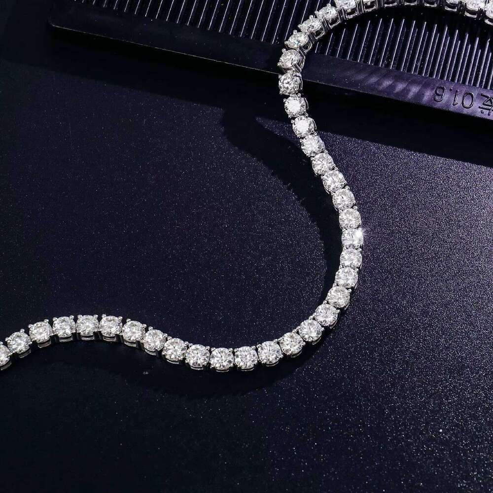 6 9inch Chain Sterling Sier Tennis Bracelet 4mm Silicon Pointed Setting Hip Hop Style for Men and Women