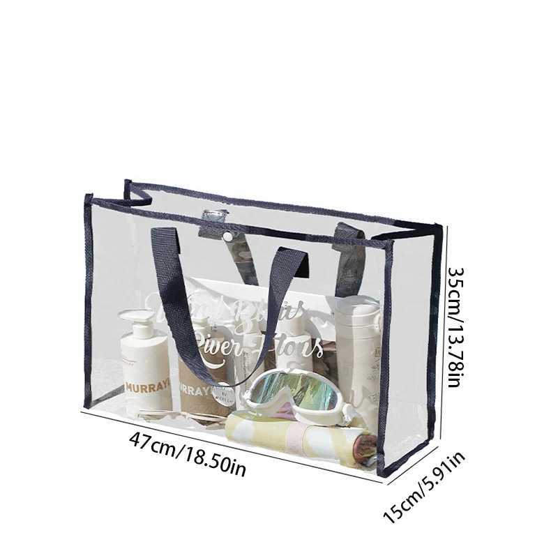 Large capacity swimming bag transparent visible handheld storage bag thick PVC waterproof w bag portable beach bag B250618
