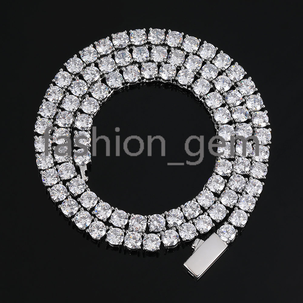 3mm Hip Hop Jewelry Iced Diamond Tennis Chain Silver Plated Brass Bling Tennis Chain Necklace Women