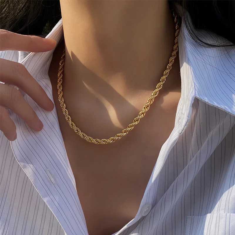 5mm stainl steel Gothic metal Twisted rope Chain Necklaces Simple mens and wens necklaces Jewelry wholesC250617