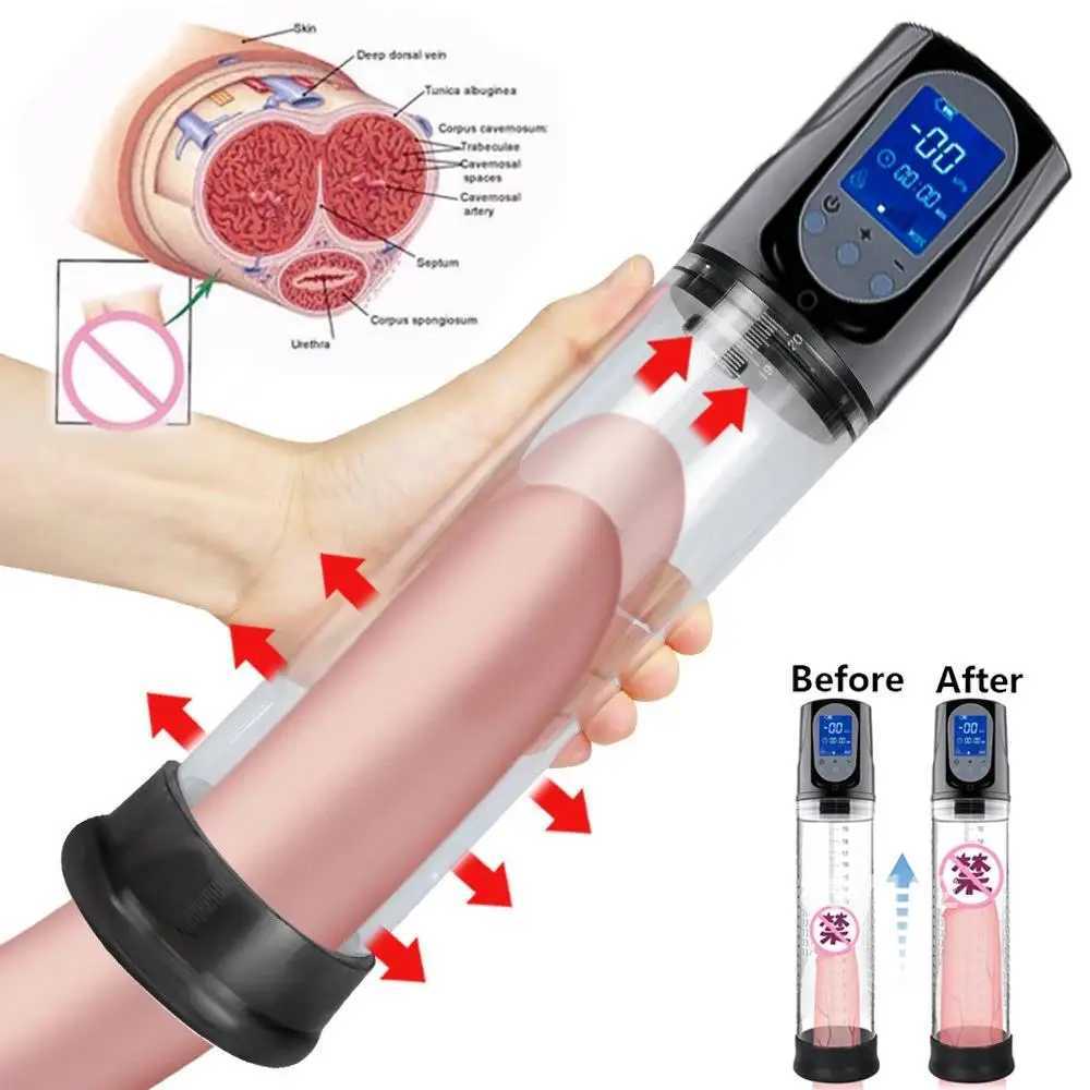 Electric Vacuum Penis Pump Mens Sex Toy Penis Extender Sucking LED Display Rechargeable Cock Training Penis Extension 18+ W250618