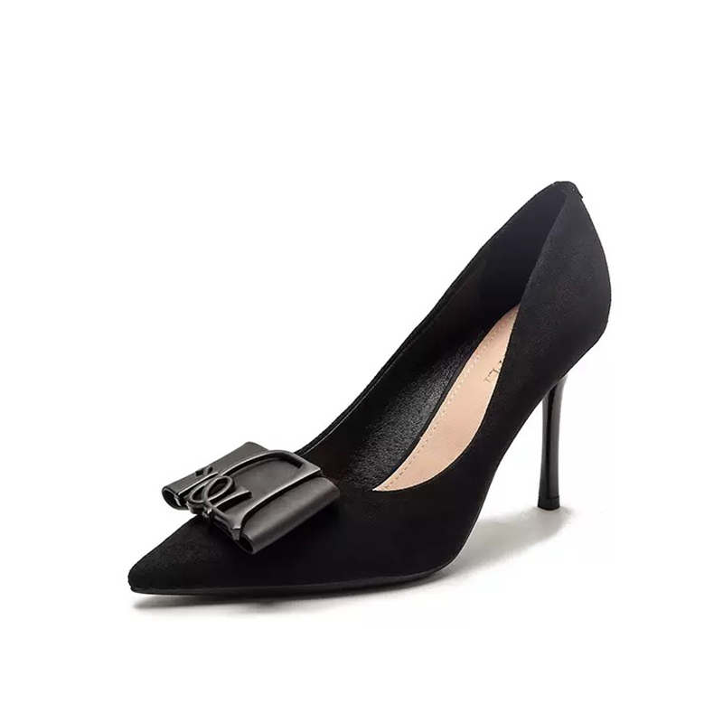 Women's Dress High Heels Black Summer New High Heels Pointed Elegant Shallow Mouth Etiquette Shoes