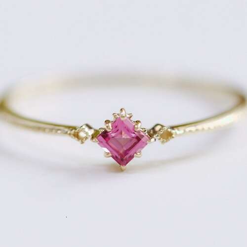 "Natsume's Book of Friends" 14K Color Natural Pink Tourmaline Light Luxury Small Stacking Ring