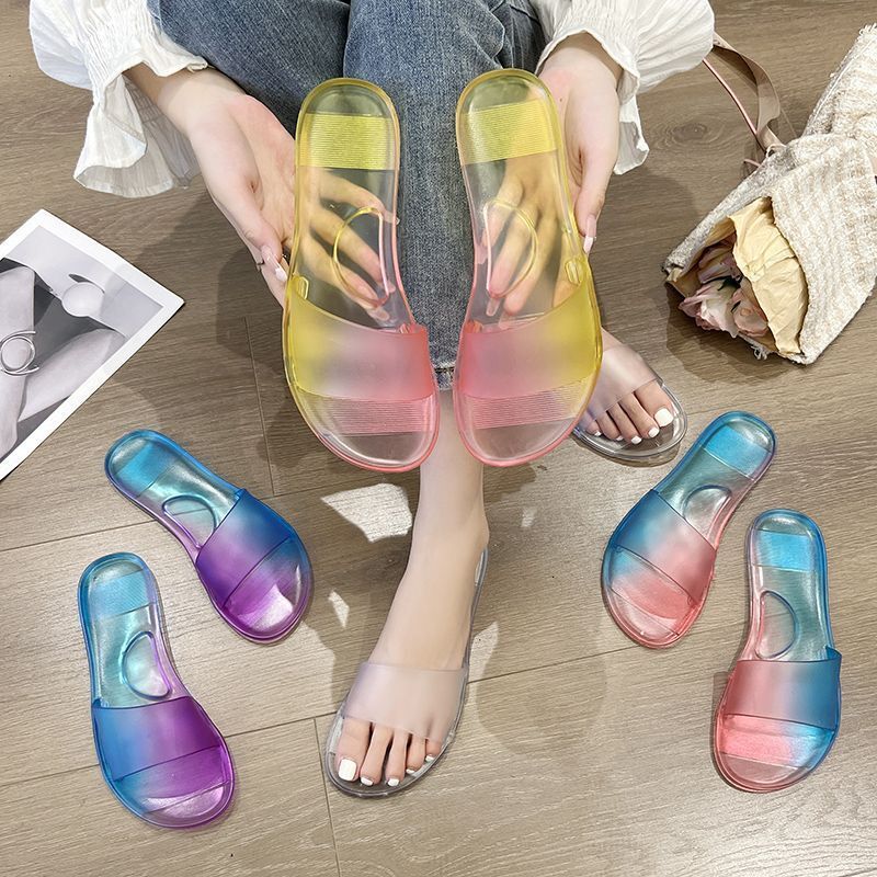 New women's transparent crystal shoes summer outdoor fashion Korean style anti slip women's sandals designer sandals home slippers