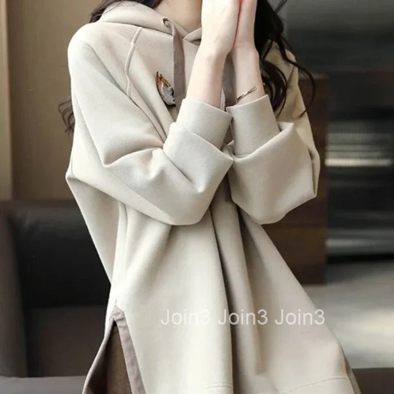 Cotton Womens Hooded Sweatshirts Plain Baggy Loose Female Top Novelty E Y2k Style Coat Korean Clothing Popular Clothes Hoodies