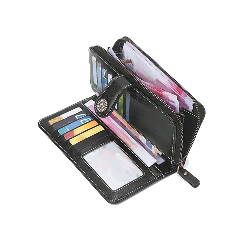 Free Shipping Designer 2025 New Oil Wax Leather Unisex Wallet Retro Wallet Large Capacity Luxury Bag Long Coin Purse