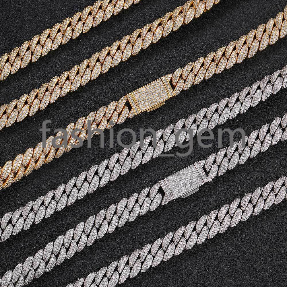 10mm Diamond Cuban Link Chain 18K Gold Plated Iced Out Miami Cuban Chain Necklace for Men Women