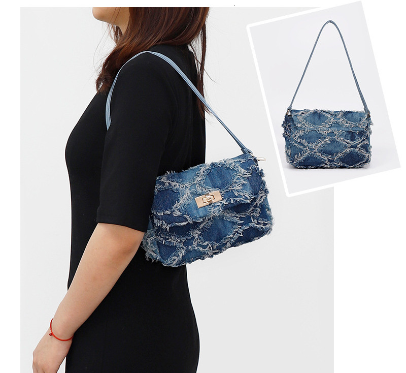 Free Shipping 2025 Summer New Designer Bag Fashionable Denim Tie Dye Women's Shoulder Bag High-end Niche Leisure High-quality Shopping Bag