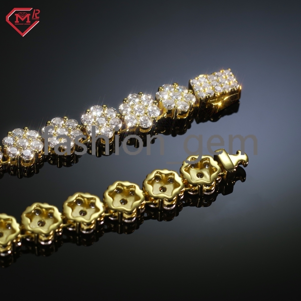 7MM Tennis Chain Necklace Customized Flower Shape S925 Hip Hop Jewelry Moissanite Tennis Chain