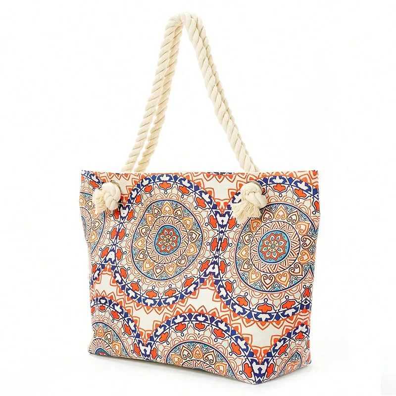 Boho Style Geometric Large Capacity Women Handbags Multifunctional Handbags Shoulder Tote Bags Swimming Storage Bag Beach Bag B250618