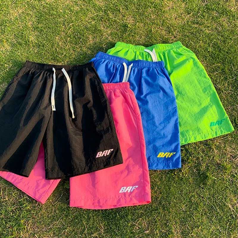 Y2k Mens Shorts Vintage Beach Pants Summer Drawstring Loose Letter Print Quick-Dry Sports Gym Shorts Hip Hop Streetwear XJ250618