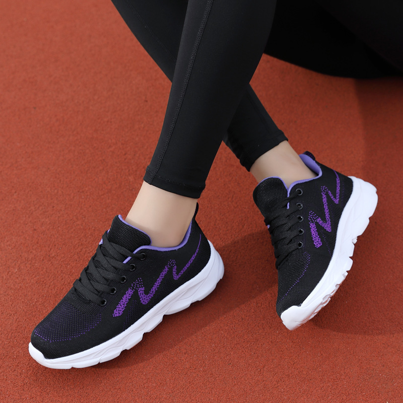 Casual Shoes Season New Flyknit Sports Black Soft Sole Casual Running Breathable Mesh Travel Shoes For Women Ddmysaturn